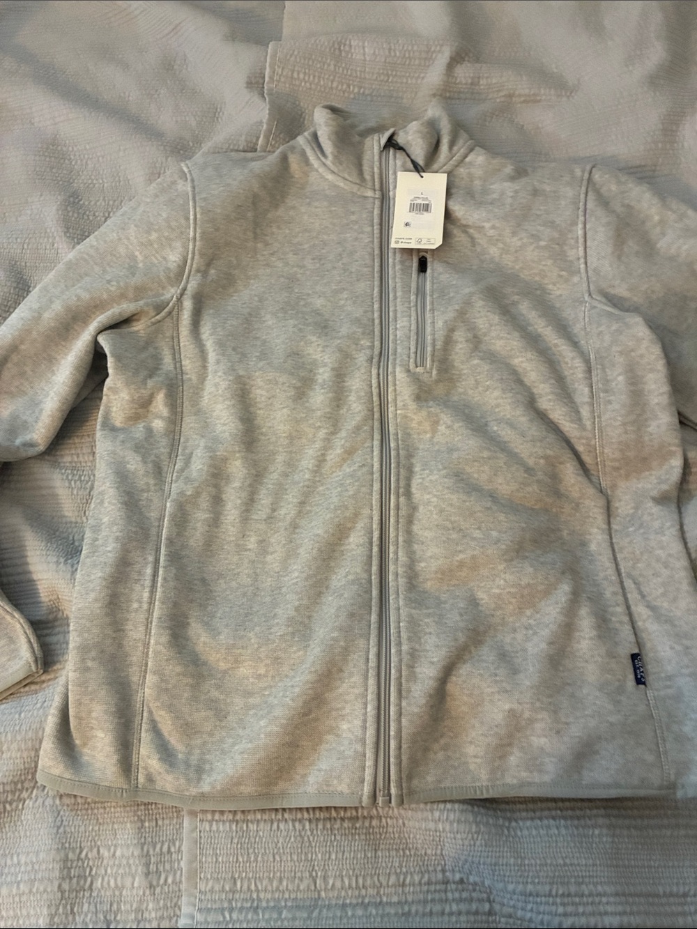 Chaps Light Gray Heather Full-Zip Jacket